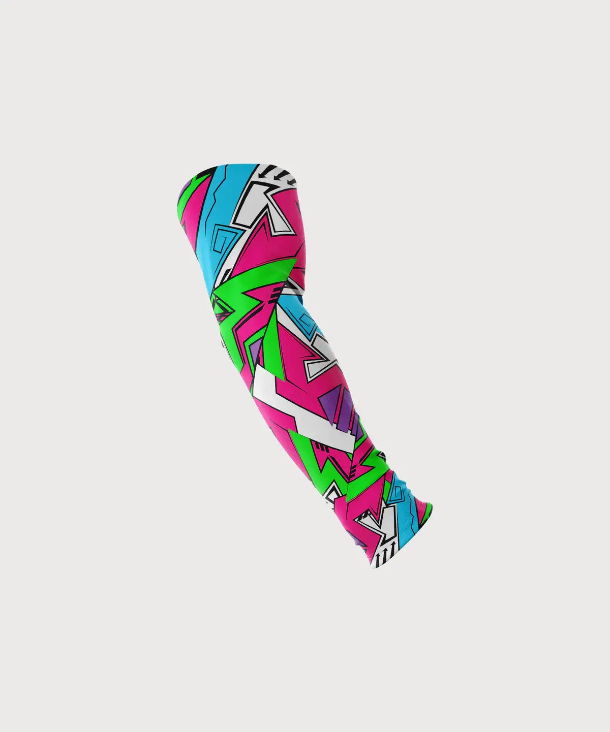 GT Brand vaporwave compression arm sleeve for flag football with bright geometric pattern.